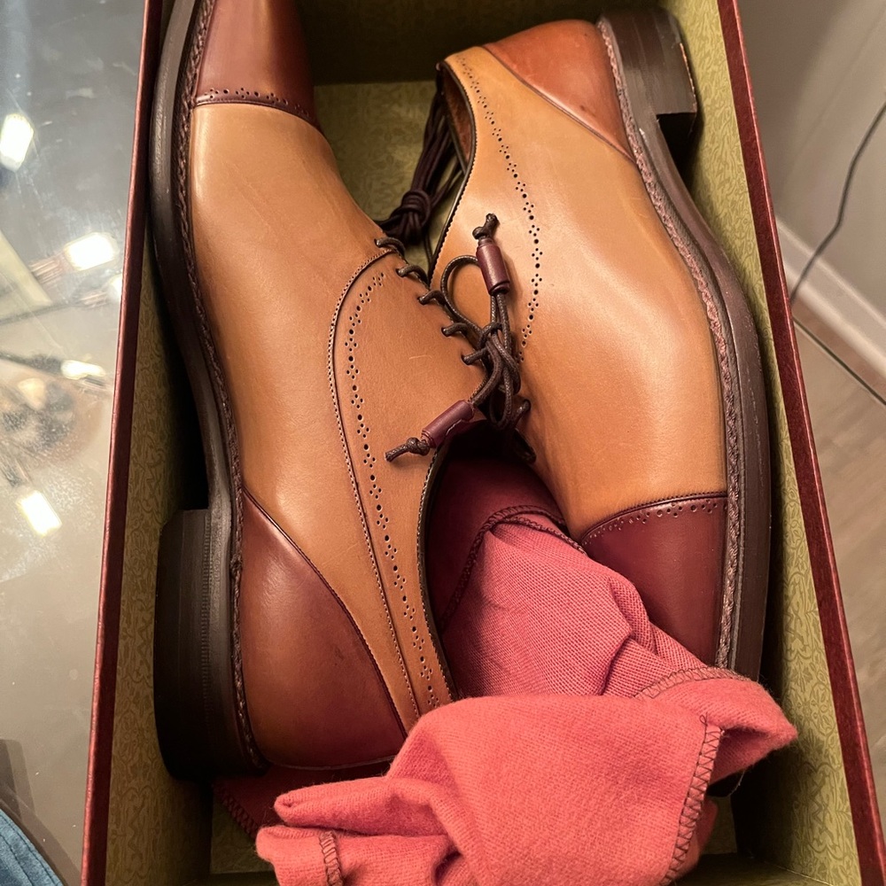Mezlan Two-Tone Brown Leather Oxfords